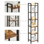 BIBLIOTECZKA REGAŁ NA KSIĄŻKI WĄSKI WYSOKI LOFT INDUSTRIAL SŁUPEK VINTAGE