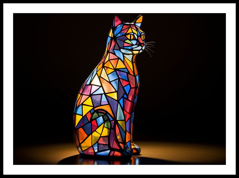 Plakat 70x50cm Koci Witraż zdjęcie 3