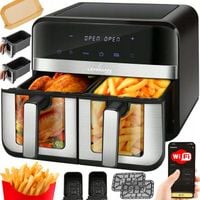 FRYTKOWNICA BEZTŁUSZCZOWA PODWÓJNA FRYTOWNICA 9L AIRFRYER DWUKOMOROWA WIFI