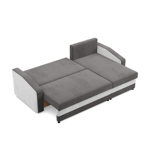 Narożnik uniwersalny, mikrofaza, AURELO, 231x140x92 cm, szary, biały na Arena.pl