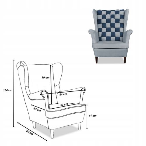 Zestaw uszak CAROL DUO sofa fotele Family Meble szaro - granatowy na Arena.pl