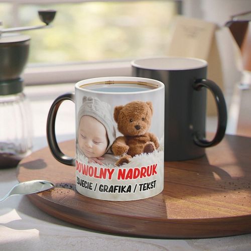 MAGICZNY KUBEK Z WŁASNYM NADRUKIEM TWOIM ZDJĘCIEM TEKST LOGO ZMIENIA KOLOR na Arena.pl