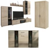 Zestaw Meblościanka + Komoda + Szafa Meble pokojowe zestaw - Dąb Sonoma