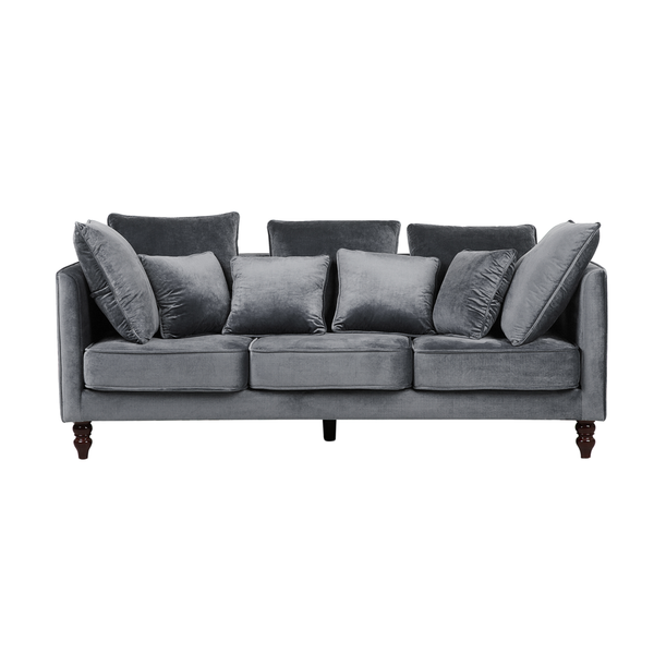 Sofa 3-osobowa welurowa szara FENSTAD zdjęcie 1
