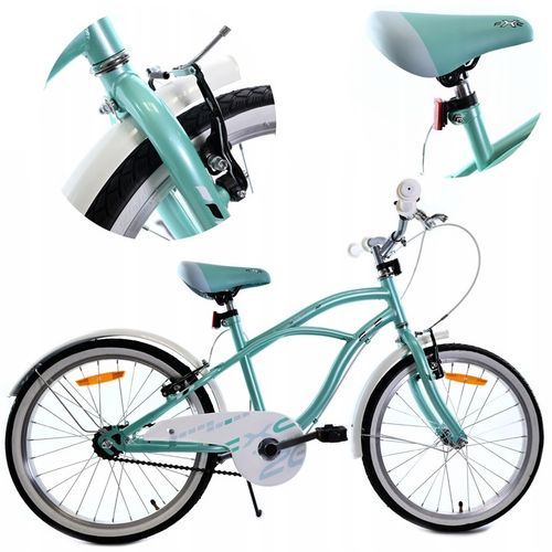 ROWER DLA DZIEWCZYNKI 20 CALI ROWEREK DZIECIĘCY MIĘTOWY BŁOTNIKI ODBLASKI na Arena.pl