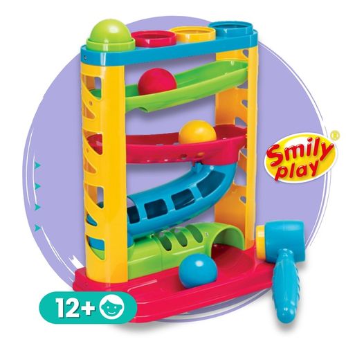 SMILY PLAY Zjeżdżalnia z piłeczkami i młotkiem piłeczki dla dzieci 12m+ na Arena.pl