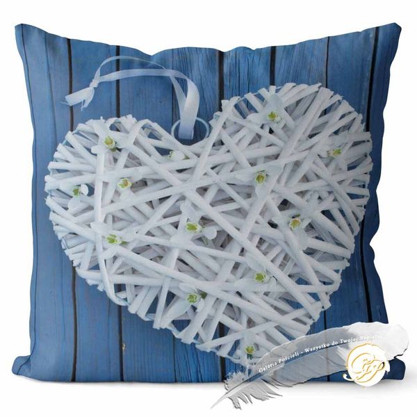 Poszewka 3D bawełna satyna 40x40cm WIKLINOWE SERCE zdjęcie 1