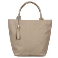 VERA PELLE torebka skórzana shopper z długimi rączkami V619 beżowa