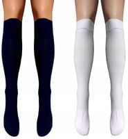 PODKOLANÓWKI 2-PARY ZESTAW BAWEŁNIANE CZARNE I BIAŁE KRYJĄCE DAMSKIE 35-38