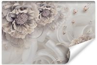 Fototapeta Do Salonu KWIATY Styl Retro Abstrakcja Motyle 315cm x 210cm