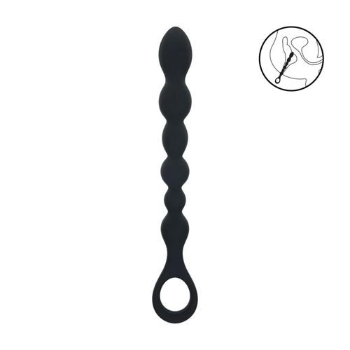 beaded snake silicone anal probe with loop - black na Arena.pl