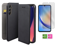 Etui z klapką do SAMSUNG GALAXY A34 5G smart magnet czarny + szkło na ekran