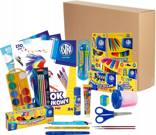 WYPRAWKA SZKOLNA ASTRA XL 22 ELEMENTY klasa 4-8+ 10x ZESZYT W KRATKĘ A5 60k na Arena.pl