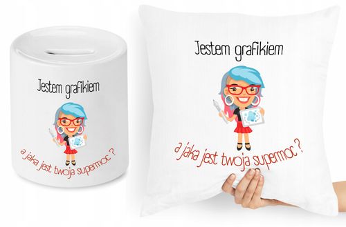 Dla Grafika Zestaw Poduszka + Skarbonka Prezent Z Nadrukiem Ze Zdjęciem na Arena.pl