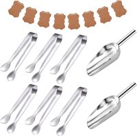 Zestaw Szczypiec 6szt i Łopatek 2szt do Żywniści Lodu Stal Nierdzewna