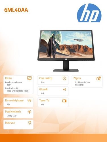 Monitor 22x 21.5 6ML40AA na Arena.pl