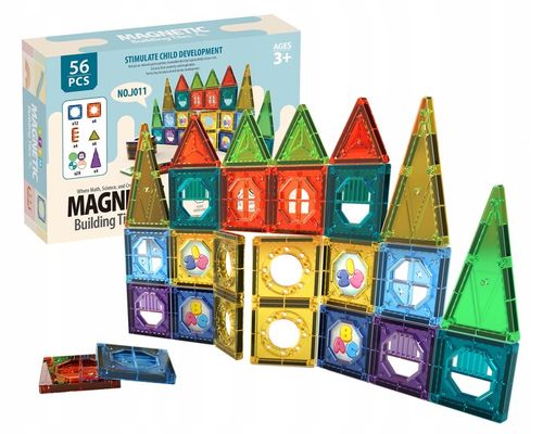 KLOCKI MAGNETYCZNE KONSTRUKCYJNE EDUKACYJNE DUŻE PANELE 3D DLA DZIECI 56 EL na Arena.pl