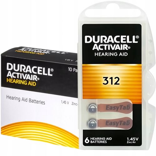 Baterie Słuchowe DURACELL 312 ActivAir PR41 do aparatów słuchowych 60szt. na Arena.pl