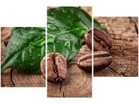 60 90CM OBRAZ 3 ELEM ZIARNA KAWY DESCE ŚCIENNY DRUK PŁÓTNO