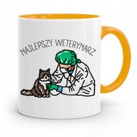 Kubek Żółty Weterynarza Najlepszy Weterynarz Z Nadrukiem Ze Zdjęciem