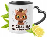 Kubek Czarny Z Uszkiem W Kształcie Serca Dla Michaliny Idealny Na Prezent