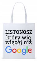 Dla Listonosza Prezent Torba Eco Biała Shopper Z Nadrukiem Ze Zdjęciem