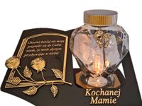 MAMA MAMIE SOLARNY ZNICZ LAMPION NA GRÓB SERCE SZKŁO ZŁ SKO SENTENCJA