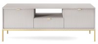 Szafka RTV Delicious ryflowana szara/ złote nogi