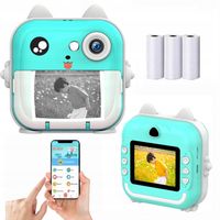 APARAT NATYCHMIASTOWY DLA DZIECI 2 KAMERY DRUKUJĄCY 3 ROLKI DRUKUŚ TURKUS