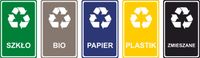 NAKLEJKA SEGREGACJA ŚMIECI NA ŚMIETNIK KOSZ WODOODPORNA 18x4,5 cm ZESTAW