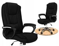 Fotel Biurowy Obrotowy Ergonomiczne Krzesło Biurowe Materiałowe Czarne