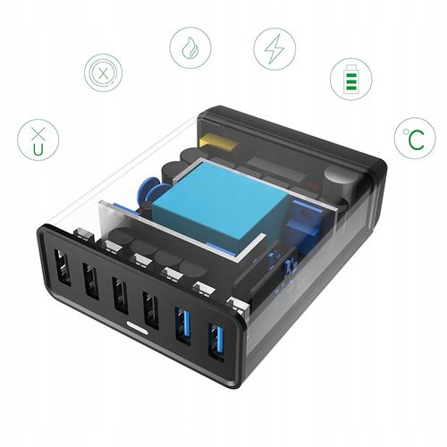 ŁADOWARKA BIUROWA 6XUSB QUICK CHARGE SZYBKA 50W na Arena.pl
