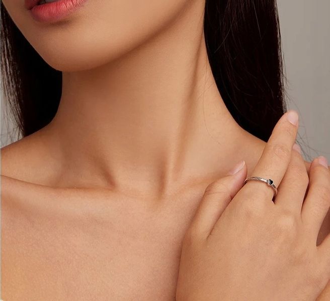 Pierścionek Czarne Serce srebro regulowany s925 +pudełko zdjęcie 5