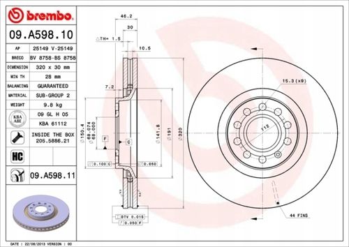 TARCZA HAM PRZOD 320X30 V BREMBO na Arena.pl