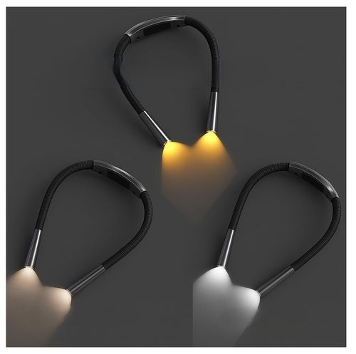 Wielofunkcyjna Lampka Led Do Czytania Książek 3 Barwy Elastyczna Akumulator na Arena.pl