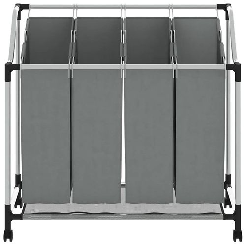 Kosz na pranie z kółkami 4 przegrody szary na Arena.pl