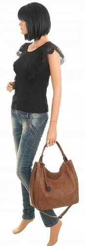 Tommasini Torebka Damska Listonoszka Duża Torba Shopper Worek 2692 Brązowa na Arena.pl