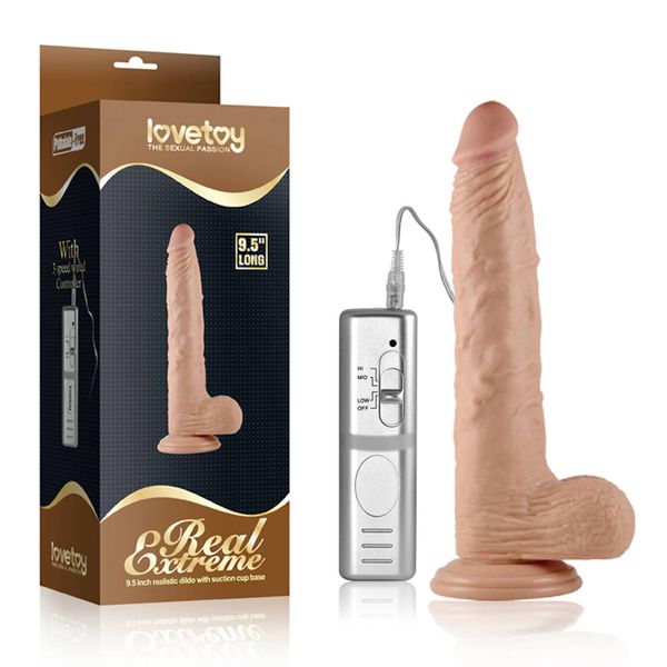 9.5'' Real Extreme Vibrating Dildo Flesh zdjęcie 1