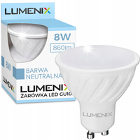 10x Żarówka LED GU10 8W 4500K Biała Neutral 860lm 120° Wydajna Premium CCD
