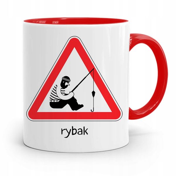 Kubek Czerwony Wędkarza Rybaka Rybak Prezent Z Nadrukiem Ze Zdjęciem zdjęcie 1