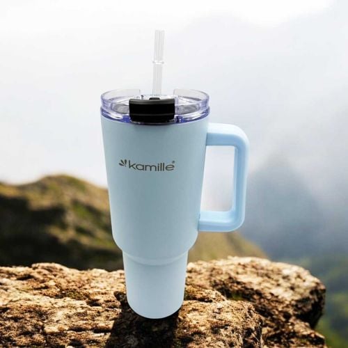 stalowy kubek termiczny termos 1200ml z rączką i słomką km-2174 na Arena.pl