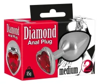 you2toys diamond plug medium czerwony kamień 8,2 cm aluminium