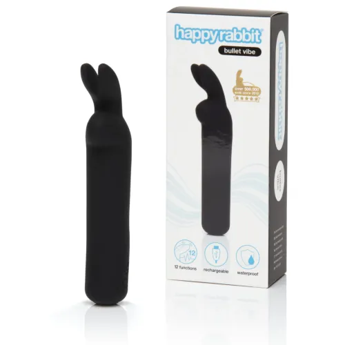 happy rabbit mini ears bullet black - wibrujący model kompaktowy usb na Arena.pl