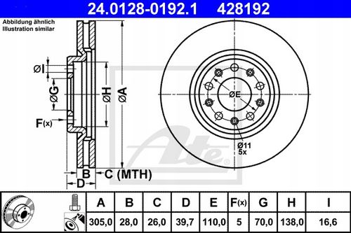 TARCZA HAM PRZOD 305X28 V ATE na Arena.pl