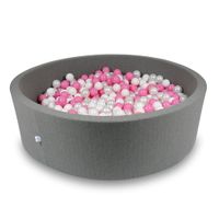 Suchy basen 130x40cm szary z piłeczkami 700szt (białe, perłowe, pudrowo różowe)