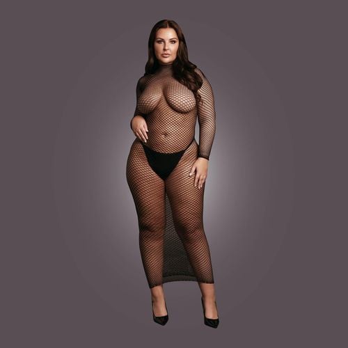 long dress with fishnet structure and turtle neck. na Arena.pl