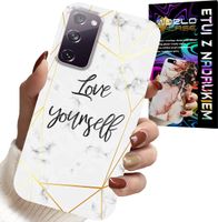 ETUI DO SAMSUNG GALAXY S20 LITE - BIAŁY MARMUREK W ZŁOTE RAMKI LOVE YOU