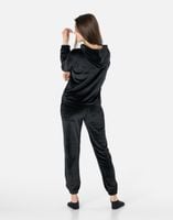 Komplet Dresowy Dres Sportowy Welurowy Damski Spodnie Bluza 3702-3 L czarny