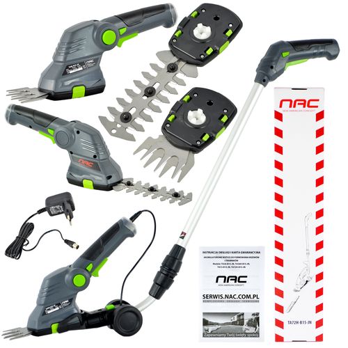 NOŻYCE AKUMULATOROWE DO TRAWY I KRZEWÓW NAC TA 72H-B15-JN 7.2 V + UCHWYT na Arena.pl