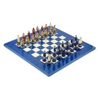 ZESTAW SZACHOWY Piraci 8cm + Szachownica MADRONA Biało-Niebieska